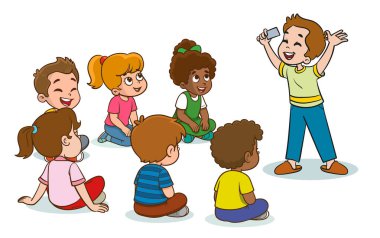 Çizgi film mutlu çocuklar Elleri resimli