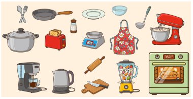 Çeşitli mutfak eşyaları..