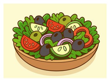 Salata ve taze sebze vektörü çizimi