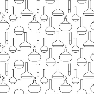 Siyah çizgi tıp biliminin düz simgesi tüpler