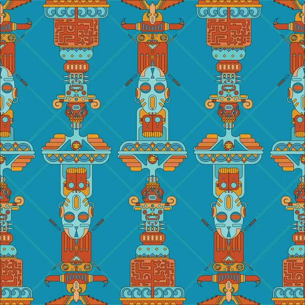 Totem poles seamless pattern — Stock Vector
