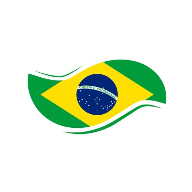 Beyaz arkaplan vektörü illüstrasyonunda düzgün eğimli, sanatsal düz biçimli yaratıcı Brezilya ulusal bayrağı