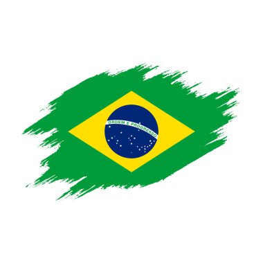 Brezilya bayrak fırça tarzı grunge tasarım vektör çizimi beyaz arkaplan üzerinde
