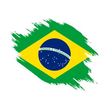 Brezilya bayrağı grunge boya fırça sanatsal illüstrasyon ulusal kimlik ile