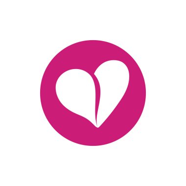 Split Heart in Circle Logo Template for Relationship or Dating.
