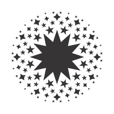 Modern yıldız şekli radyal desen vektör çizimi. Dekoratif tasarım tebrik kartları için basit artistik stil arka planlar soyut unsurlar afişler markalaştırma projeleri kırtasiye ürünleri tekstil baskıları.