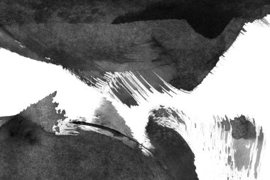 Soyut mürekkep arkaplanı. Mermer tarzı. Beyaz kağıda siyah boya dokusu. Ağ ve oyun tasarımı için duvar kağıdı. Grunge çamur sanatı. Kalem suyunun makro resmi. Koyu Smear