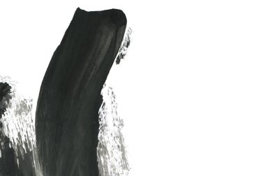 Soyut siyah mürekkep lekesi. Suluboya kağıdına Çin mürekkep arkaplanı. 