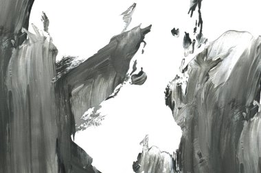 Soyut siyah mürekkep lekesi. Suluboya kağıdına Çin mürekkep arkaplanı. 