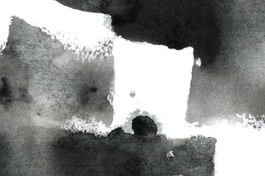 Soyut mürekkep arkaplanı. Mermer tarzı. Beyaz kağıda siyah boya dokusu. Ağ ve oyun tasarımı için duvar kağıdı. Grunge çamur sanatı. Kalem suyunun makro resmi. Koyu Smear