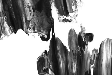 Soyut siyah mürekkep lekesi. Suluboya kağıdına Çin mürekkep arkaplanı. 