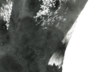 Soyut mürekkep arkaplanı. Mermer tarzı. Beyaz kağıda siyah boya dokusu. Ağ ve oyun tasarımı için duvar kağıdı. Grunge çamur sanatı. Kalem suyunun makro resmi. Koyu Smear