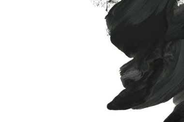 Soyut siyah mürekkep lekesi. Suluboya kağıdına Çin mürekkep arkaplanı. 