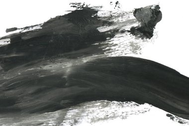 Soyut siyah mürekkep lekesi. Suluboya kağıdına Çin mürekkep arkaplanı. 