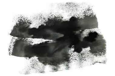 Soyut siyah mürekkep lekesi. Suluboya kağıdına Çin mürekkep arkaplanı. 