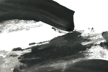 Soyut siyah mürekkep lekesi. Suluboya kağıdına Çin mürekkep arkaplanı. 