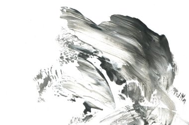 Soyut siyah mürekkep lekesi. Suluboya kağıdına Çin mürekkep arkaplanı. 