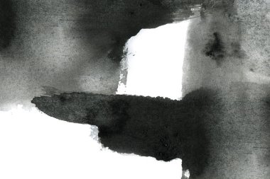 Soyut mürekkep arkaplanı. Mermer tarzı. Beyaz kağıda siyah boya dokusu. Ağ ve oyun tasarımı için duvar kağıdı. Grunge çamur sanatı. Kalem suyunun makro resmi. Koyu Smear