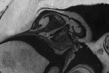 Soyut siyah mürekkep lekesi. Suluboya kağıdına Çin mürekkep arkaplanı. 