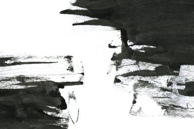 Soyut mürekkep arkaplanı. Mermer tarzı. Beyaz kağıda siyah boya dokusu. Ağ ve oyun tasarımı için duvar kağıdı. Grunge çamur sanatı. Kalem suyunun makro resmi. Koyu Smear