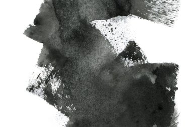 Soyut mürekkep arkaplanı. Mermer tarzı. Beyaz kağıda siyah boya dokusu. Ağ ve oyun tasarımı için duvar kağıdı. Grunge çamur sanatı. Kalem suyunun makro resmi. Koyu Smear