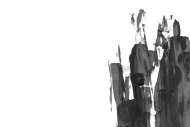 Soyut siyah mürekkep lekesi. Suluboya kağıdına Çin mürekkep arkaplanı. 