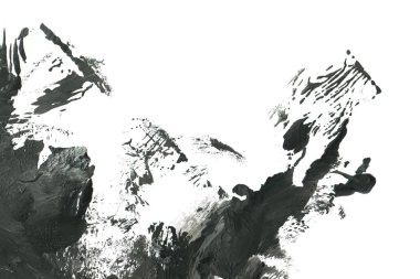 Soyut siyah mürekkep lekesi. Suluboya kağıdına Çin mürekkep arkaplanı. 