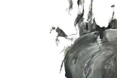 Soyut siyah mürekkep lekesi. Suluboya kağıdına Çin mürekkep arkaplanı. 