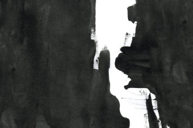 Soyut mürekkep arkaplanı. Mermer tarzı. Beyaz kağıda siyah boya dokusu. Ağ ve oyun tasarımı için duvar kağıdı. Grunge çamur sanatı. Kalem suyunun makro resmi. Koyu Smear