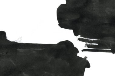 Soyut mürekkep arkaplanı. Mermer tarzı. Beyaz kağıda siyah boya dokusu. Ağ ve oyun tasarımı için duvar kağıdı. Grunge çamur sanatı. Kalem suyunun makro resmi. Koyu Smear