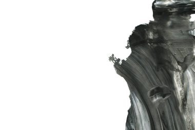 Soyut siyah mürekkep lekesi. Suluboya kağıdına Çin mürekkep arkaplanı. 