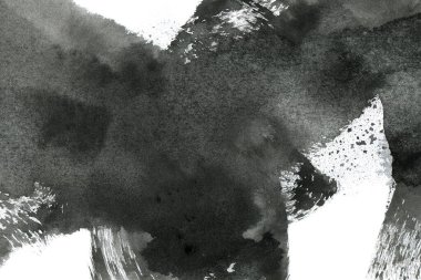 Soyut mürekkep arkaplanı. Mermer tarzı. Beyaz kağıda siyah boya dokusu. Ağ ve oyun tasarımı için duvar kağıdı. Grunge çamur sanatı. Kalem suyunun makro resmi. Koyu Smear