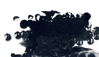 Soyut mürekkep arkaplanı. Mermer tarzı. Beyaz kağıda siyah boya dokusu. Ağ ve oyun tasarımı için duvar kağıdı. Grunge çamur sanatı. Kalem suyunun makro resmi. Koyu Smear