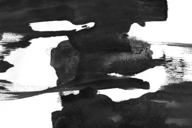 Soyut mürekkep arkaplanı. Mermer tarzı. Beyaz kağıda siyah boya dokusu. Ağ ve oyun tasarımı için duvar kağıdı. Grunge çamur sanatı. Kalem suyunun makro resmi. Koyu Smear