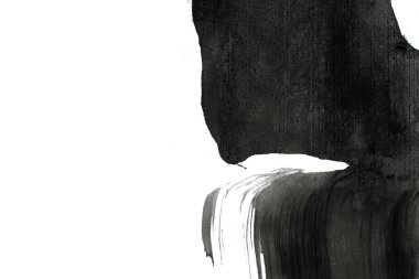 Soyut mürekkep arkaplanı. Mermer tarzı. Beyaz kağıda siyah boya dokusu. Ağ ve oyun tasarımı için duvar kağıdı. Grunge çamur sanatı. Kalem suyunun makro resmi. Koyu Smear