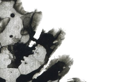 Soyut mürekkep arkaplanı. Mermer tarzı. Beyaz kağıda siyah boya dokusu. Ağ ve oyun tasarımı için duvar kağıdı. Grunge çamur sanatı. Kalem suyunun makro resmi. Koyu Smear