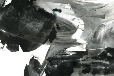 Soyut mürekkep arkaplanı. Mermer tarzı. Siyah ve beyaz boya dokusu. Ağ ve oyun tasarımı için duvar kağıdı. Grunge çamur sanatı. Makro alçı macunu görüntüsü. Boyalı alçının kara lekesi.