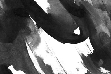 Soyut mürekkep arkaplanı. Mermer tarzı. Beyaz kağıda siyah boya dokusu. Ağ ve oyun tasarımı için duvar kağıdı. Grunge çamur sanatı. Kalem suyunun makro resmi. Koyu Smear