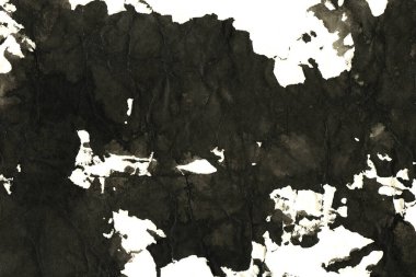 Soyut mürekkep arkaplanı. Mermer tarzı. Beyaz kağıda siyah boya dokusu. Ağ ve oyun tasarımı için duvar kağıdı. Grunge çamur sanatı. Kalem suyunun makro resmi. Koyu Smear