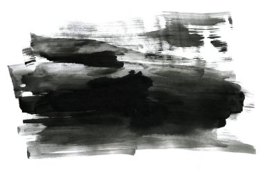 Soyut mürekkep arkaplanı. Mermer tarzı. Beyaz kağıda siyah boya dokusu. Ağ ve oyun tasarımı için duvar kağıdı. Grunge çamur sanatı. Kalem suyunun makro resmi. Koyu Smear