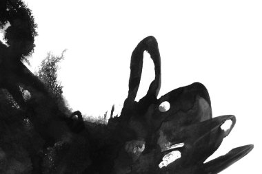 Soyut mürekkep arkaplanı. Mermer tarzı. Beyaz kağıda siyah boya dokusu. Ağ ve oyun tasarımı için duvar kağıdı. Grunge çamur sanatı. Kalem suyunun makro resmi. Koyu Smear