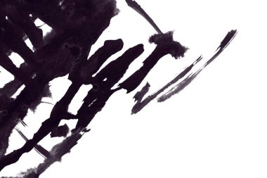 Soyut mürekkep arkaplanı. Mermer tarzı. Beyaz kağıda siyah boya dokusu. Ağ ve oyun tasarımı için duvar kağıdı. Grunge çamur sanatı. Kalem suyunun makro resmi. Koyu Smear