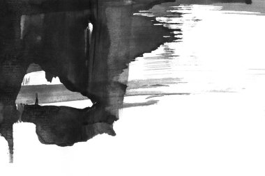 Soyut mürekkep arkaplanı. Mermer tarzı. Beyaz kağıda siyah boya dokusu. Ağ ve oyun tasarımı için duvar kağıdı. Grunge çamur sanatı. Kalem suyunun makro resmi. Koyu Smear