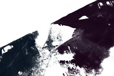 Soyut mürekkep arkaplanı. Mermer tarzı. Beyaz kağıda siyah boya dokusu. Ağ ve oyun tasarımı için duvar kağıdı. Grunge çamur sanatı. Kalem suyunun makro resmi. Koyu Smear