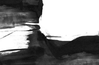 Soyut mürekkep arkaplanı. Mermer tarzı. Beyaz kağıda siyah boya dokusu. Ağ ve oyun tasarımı için duvar kağıdı. Grunge çamur sanatı. Kalem suyunun makro resmi. Koyu Smear