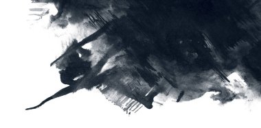 Soyut mürekkep arkaplanı. Mermer tarzı. Beyaz kağıda siyah boya dokusu. Ağ ve oyun tasarımı için duvar kağıdı. Grunge çamur sanatı. Kalem suyunun makro resmi. Koyu Smear