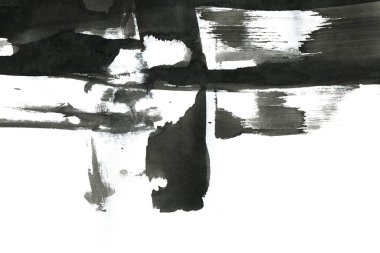 Soyut mürekkep arkaplanı. Mermer tarzı. Beyaz kağıda siyah boya dokusu. Ağ ve oyun tasarımı için duvar kağıdı. Grunge çamur sanatı. Kalem suyunun makro resmi. Koyu Smear