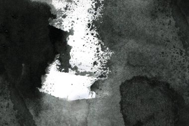 Soyut mürekkep arkaplanı. Mermer tarzı. Beyaz kağıda siyah boya dokusu. Ağ ve oyun tasarımı için duvar kağıdı. Grunge çamur sanatı. Kalem suyunun makro resmi. Koyu Smear