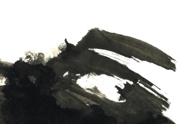 Soyut mürekkep arkaplanı. Mermer tarzı. Beyaz kağıda siyah boya dokusu. Ağ ve oyun tasarımı için duvar kağıdı. Grunge çamur sanatı. Kalem suyunun makro resmi. Koyu Smear