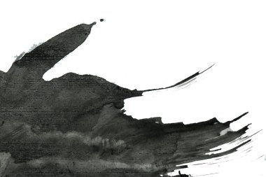 Soyut mürekkep arkaplanı. Mermer tarzı. Beyaz kağıda siyah boya dokusu. Ağ ve oyun tasarımı için duvar kağıdı. Grunge çamur sanatı. Kalem suyunun makro resmi. Koyu Smear